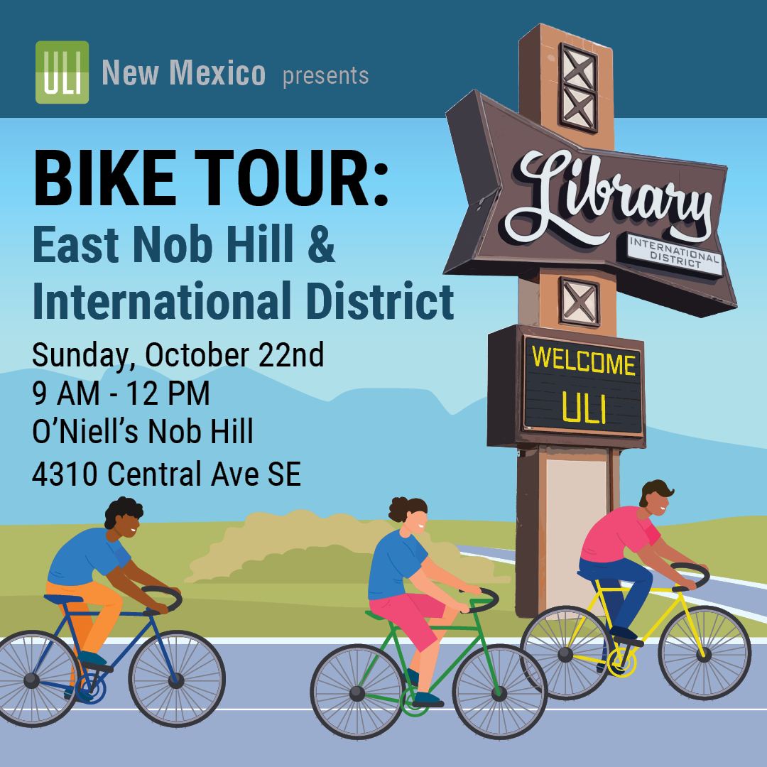 ulinewmexico's tweet photo. Bike Tour
Sunday, 10/22
9 AM - 12 PM
O'Niell's Nob Hill - 4310 Central Ave SE

Join our tour of E. Nob Hill &amp; the Int'l District! Ride starts at @oniells in Nob Hill

REGISTER: https://t.co/G2o4d9apLK 
#ulinewmexico #uli #urbandevelopment #realestate #network #ulinm #development https://t.co/01QACO5nyJ