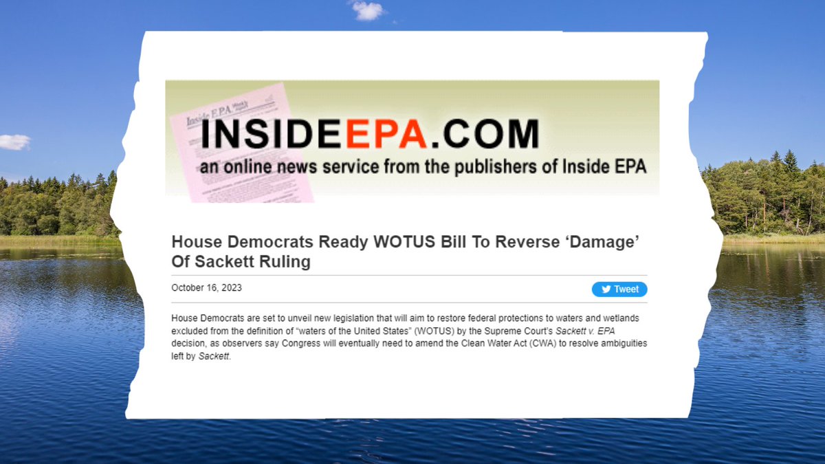 TransportDems's tweet photo. The word is out: Tomorrow, on the anniversary of the Clean Water Act, more than 100 @HouseDemocrats will unveil their plan to protect our rivers, lakes, streams, and wetlands in order to reverse the damage of SCOTUS' dangerous Sackett decision. https://t.co/ZaQyckpvn6 https://t.co/9owiZFTXFl