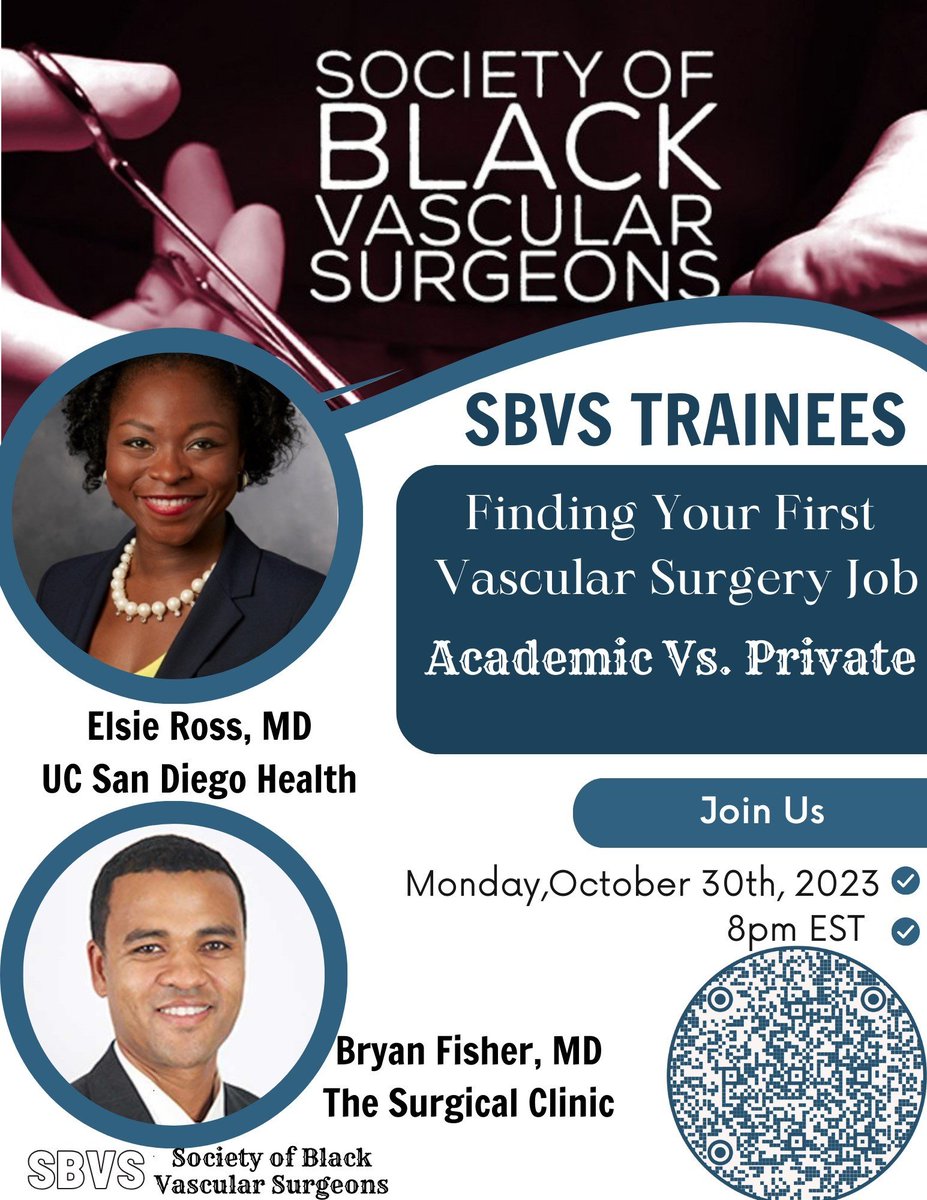 Academic or Private, that is the question. Come join the discussion with me & @AmputationSuck. Register with the QR code. @BlackVascular