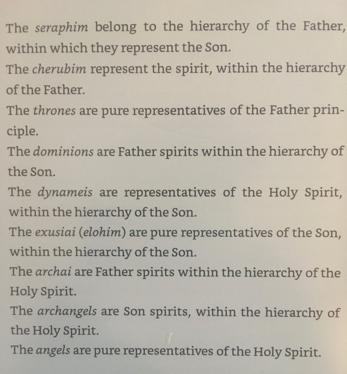 Interesting attribution of the trinity to the angelic hierarchies. The nine ranks being an interpenetration of the trinity by itself 3*3=9