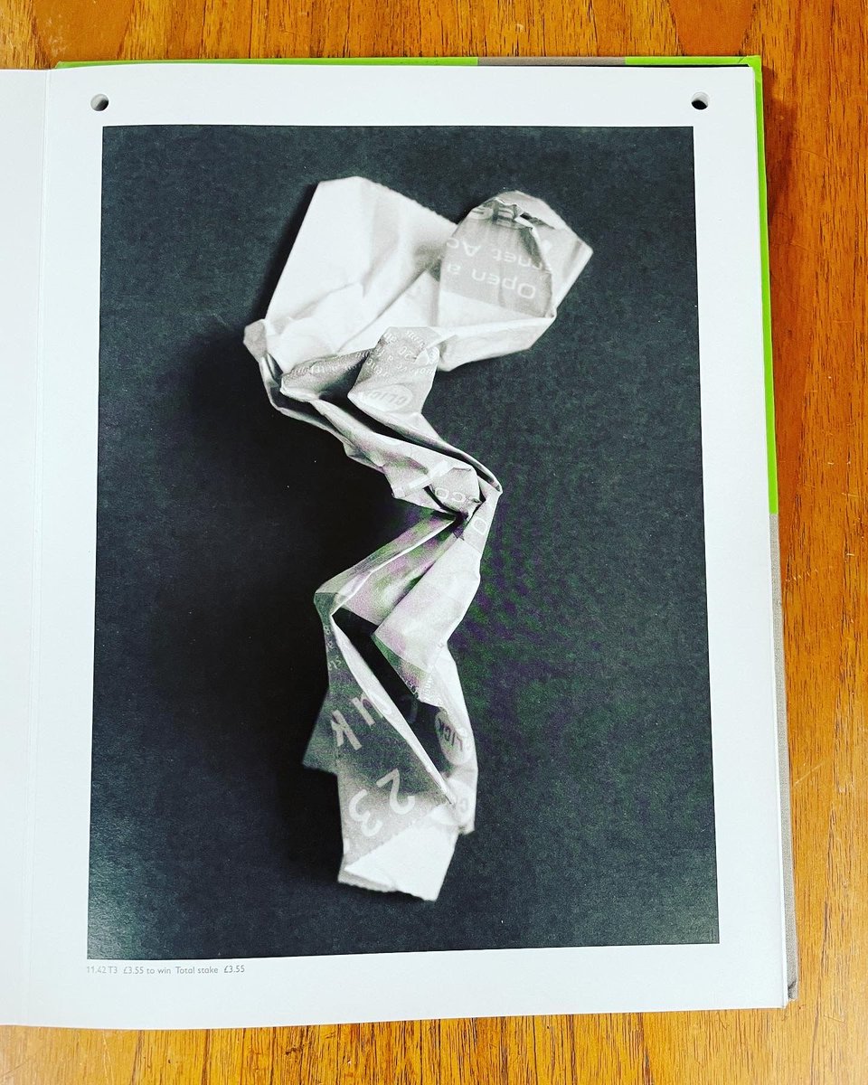 Going back through my book collection. Stephen Gill’s, A Series of Disappointments,  is one that I often come back. Its pure simplicity of discarded betting slips fashioned into frustrating origami reflect the stresses of lost dreams.
.
.
.
.
.
.
 #photobook #photobookjousting