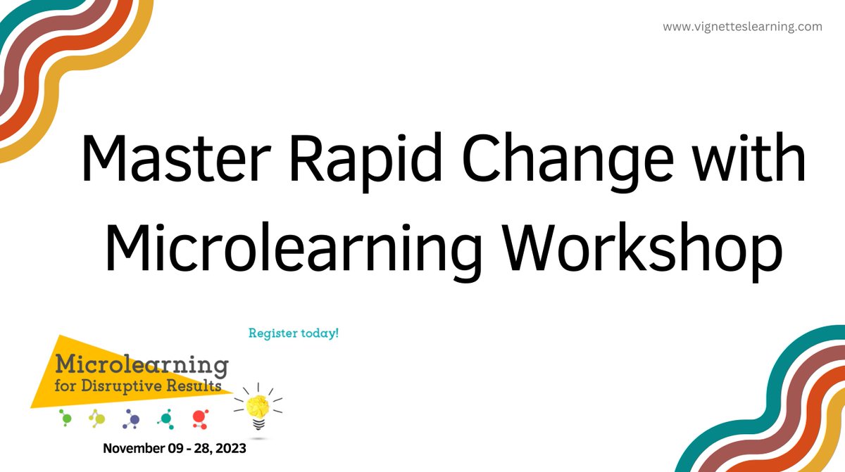 Embrace change and stay ahead in today's fast-paced world. Join our Microlearning for Disruptive Results Online Workshop, where we unlock expertise at work, enabling quick access when needed. 

Join us for a transformative learning journey. bit.ly/3PqyACg