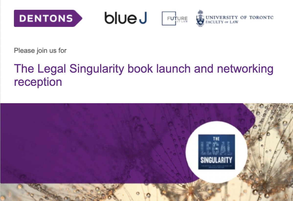 Join UTP authors @BAlarie & @abdiaidid for The Legal Singularity book launch and networking reception. 🗓️ October 26th ⏲️ 5:00 PM 📍@DentonsCanada RSVP: bit.ly/3Q7OVMC