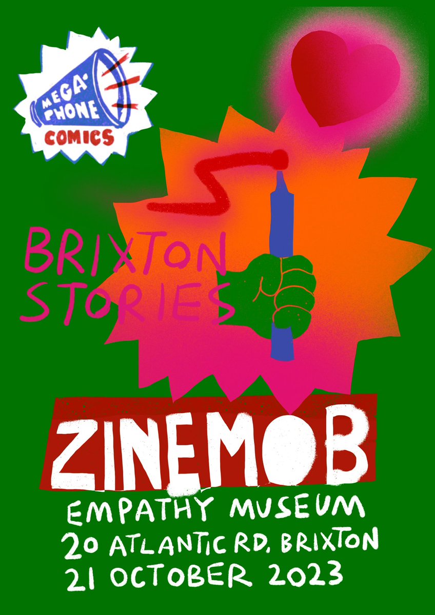 Megaphonecomics (@megaphonecomics) on Twitter photo This Saturday you are invited to <a href="/megaphonecomics/">Megaphonecomics</a> ZineMob <a href="/empathymuseum/">Empathy Museum</a> to make &share a handmade library of real life local stories!12-6, 21Atlantic Rd. Brixton.
#megaphonecomics #zinemob #empathymuseum #brixton This Saturday you are invited to <a href="/megaphonecomics/">Megaphonecomics</a> ZineMob <a href="/empathymuseum/">Empathy Museum</a> to make &share a handmade library of real life local stories!12-6, 21Atlantic Rd. Brixton.
#megaphonecomics #zinemob #empathymuseum #brixton