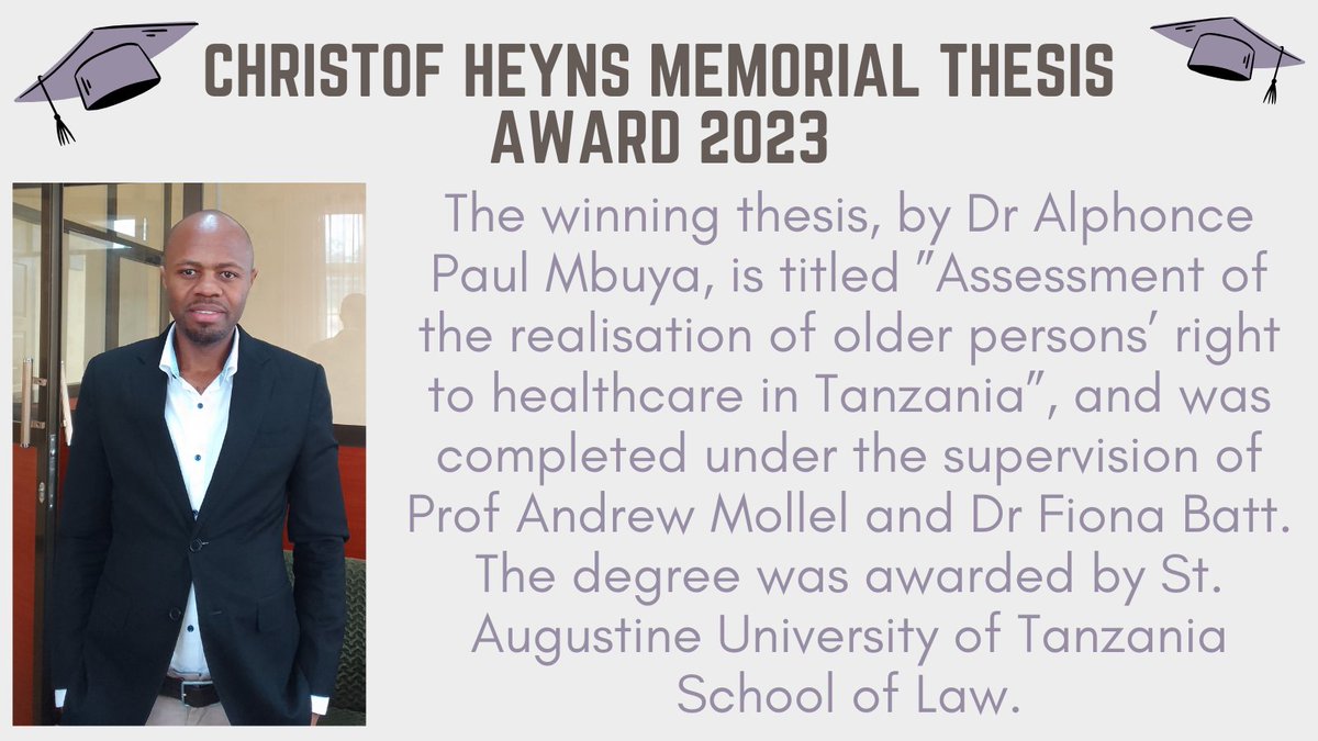 PULP is #proud to announce the #winner of the Christof Heyns Memorial Thesis Award 2023. The award for the best #thesis by an #African #doctoral candidate completed in 2022, goes to Dr Alphonce Paul Mbuya! pulp.up.ac.za/christof-heyns…