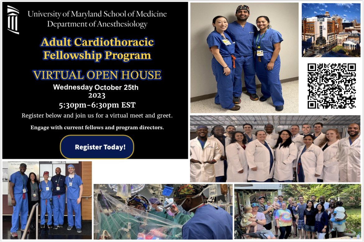 Calling all CA-2 Anesthesiology residents!! Join us at our Virtual CTA Fellowship Open House Oct 25, 5:30-6:30 pm EST! Check out the cool things we do-xenotransplants, EndoBentalls, ascending aortic endografts and much more. Sign up below👇 @scahq @MondalSamhati @WomenInCTAnes