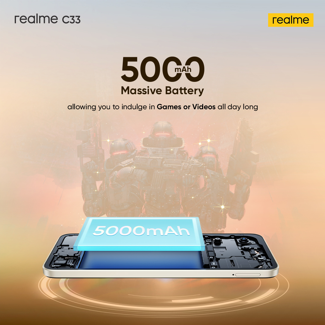 Game On, all Day! Our realme C33's 5000mAh Battery keeps the action going without interruption 🎮🔋

#powerunleashed #seamlessentertainment #gaming #realmeC33 #DareToLeap #pakistan
