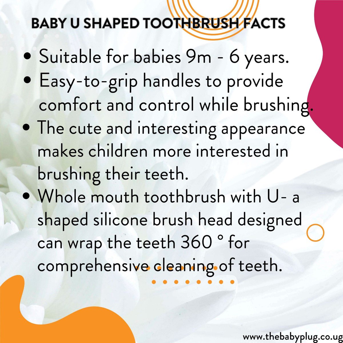 TheBabyPlug_'s tweet photo. BABY U SHAPED TOOTHBRUSH 
Did you know that starting dental and oral care for your child early enough sets good dental habits for your child as they grow? 

Poor oral care will lead to infections, disease among other dental issues.

UGX 20,000 each.

WhatsApp 0760988258 https://t.co/yA0T83poWI