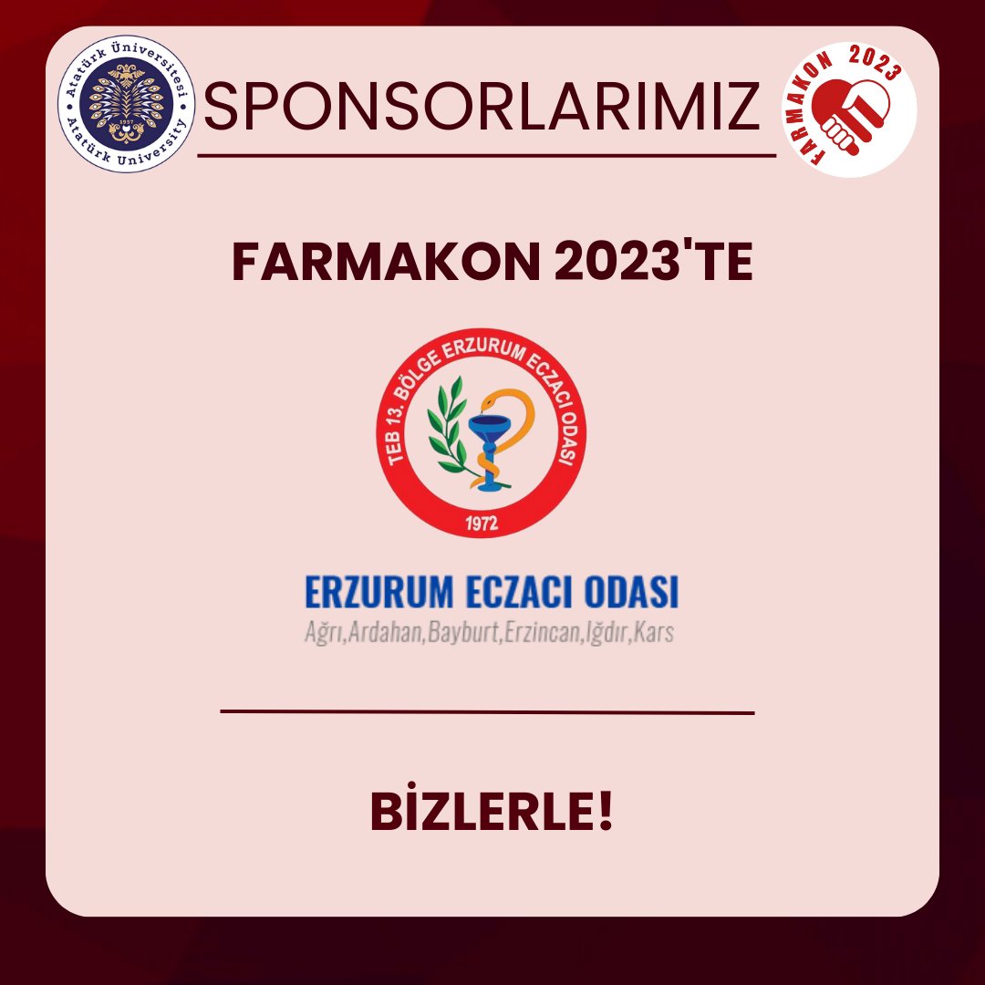 Farmakon2023's tweet photo. Atatürk Üniversitesi Eczacılık Fakültesi olarak bu sene VII.'sini düzenlediğimiz Farmakon Ulusal Eczacılık Fakültesi Öğrenci Kongresi'nde Erzurum Eczacı Odası bizlerle🙏
#HiçBitmesinİstenenSerüven
#Farmakon2023 https://t.co/2maGFFZVqX