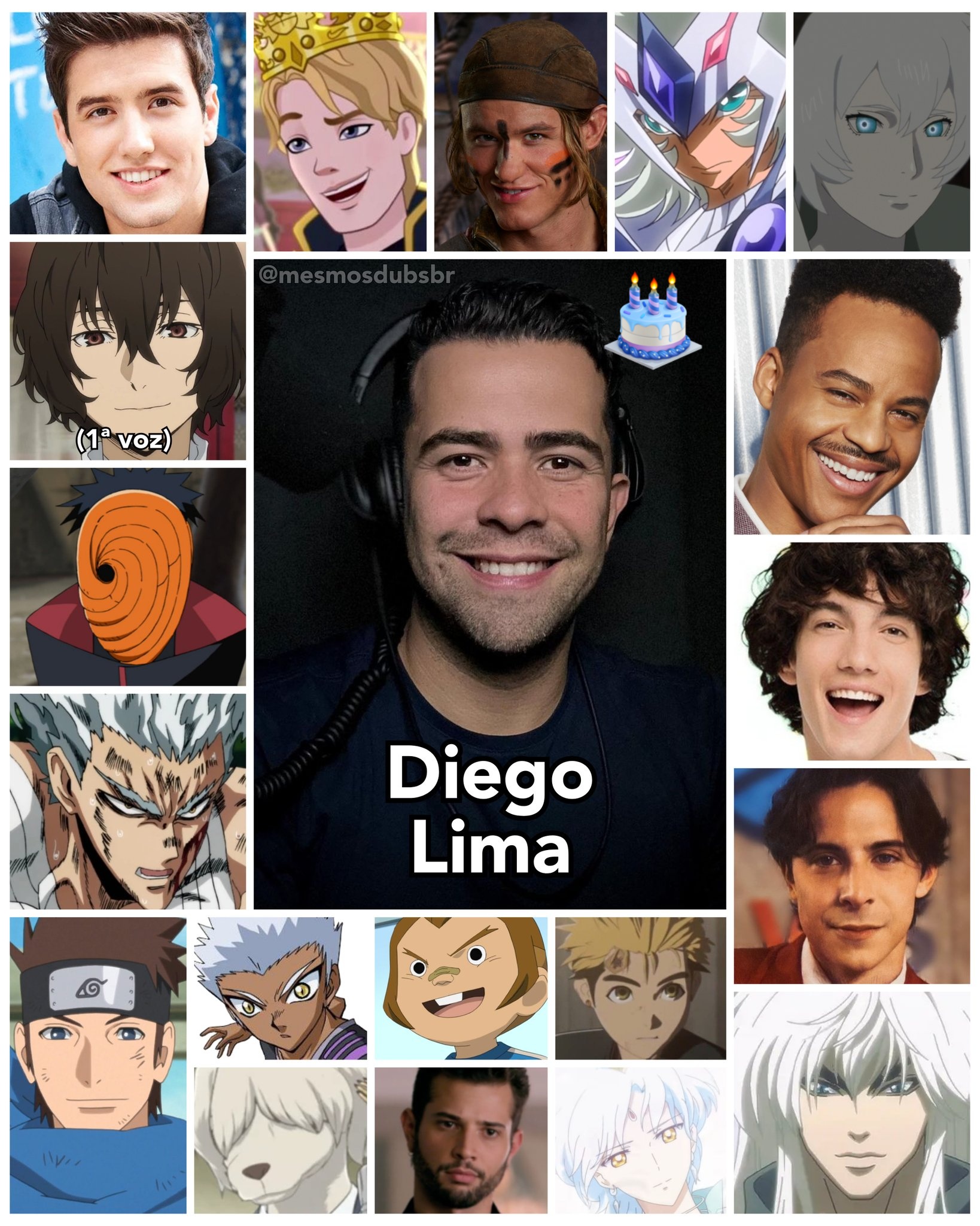 Personagens Com os Mesmos Dubladores! on X: A dublagem deste homem é  excelente e super versátil! Alguns dos personagens do fera, Diego Lima!  Diego é conhecido por dublar o Osamu Dazai em