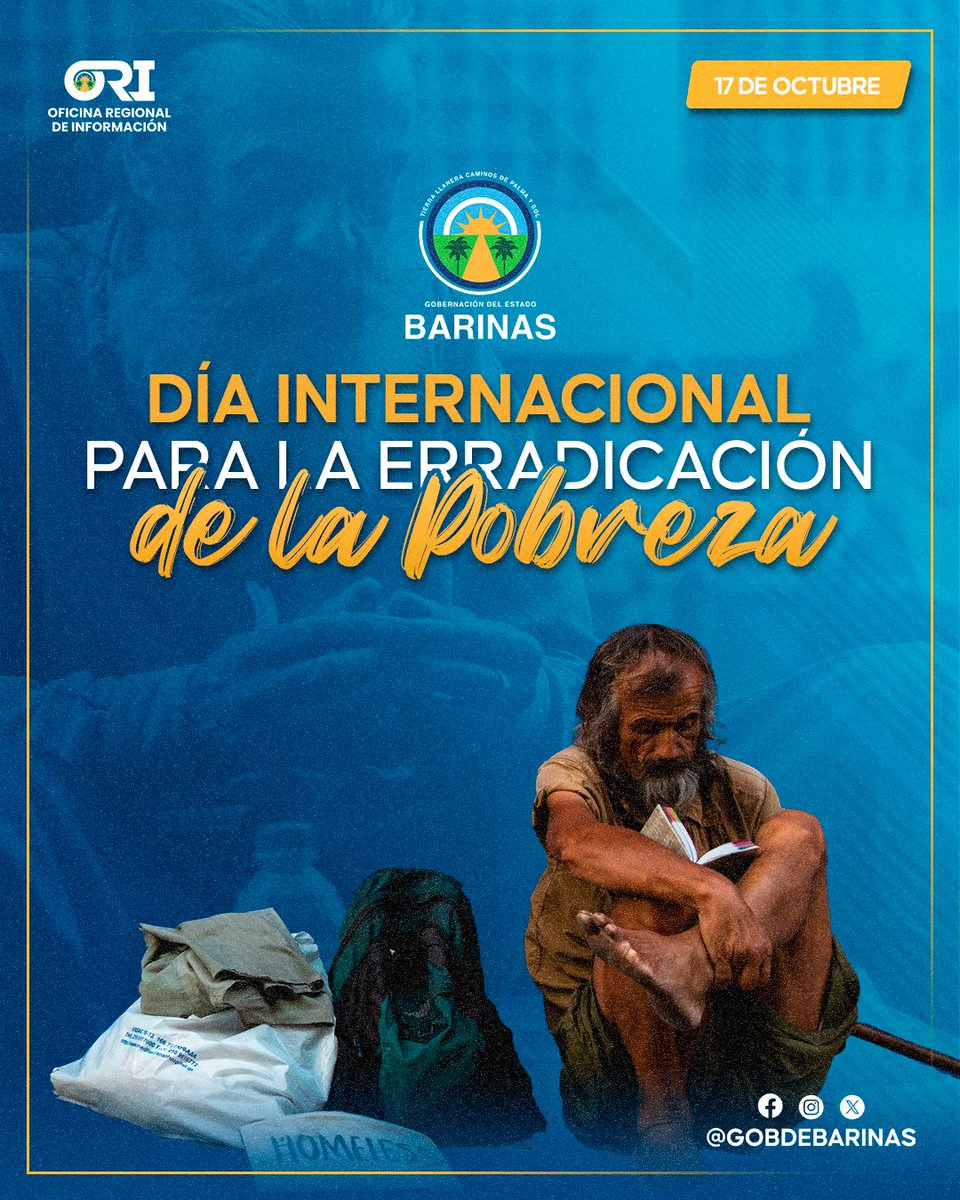 Hoy, en el Día Internacional para la Erradicación de la Pobreza, nos unimos a las voces de todo el mundo para decir: ¡Basta ya de pobreza! En la <a href="/GobDeBarinas/">Gobernación De Barinas</a>, estamos comprometidos a trabajar para garantizar que cada ciudadano tenga acceso a las oportunidades