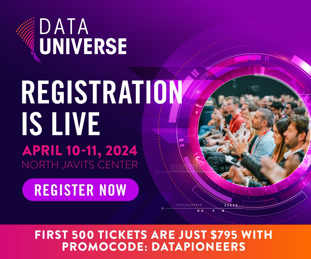Calling all data enthusiasts, innovators, and business leaders! Registration is NOW OPEN for #DataUniverse24, the industry's ultimate #data, #analytics & #AI event. Secure your spot for just $795 now with code DATAPIONEERS at checkout: bit.ly/DUNYRegIsLive