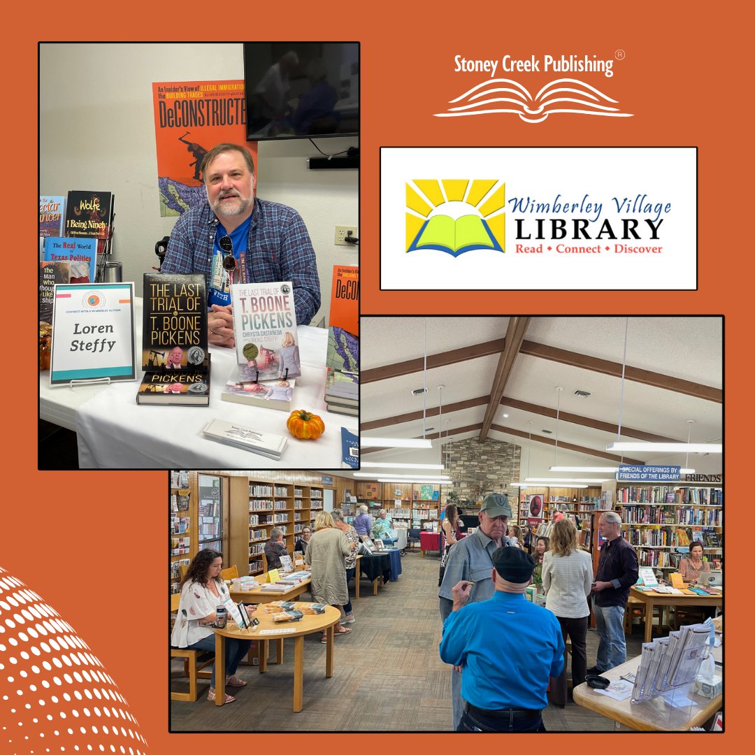 PublishingCreek's tweet photo. This past weekend’s Connect with a Wimberley Author event included 29 local authors – not bad for a small town. Visit: https://t.co/DQWd4Cf73B
#StoneyCreekPublishing #WimberleyVillageLibrary #AuthorEvent #LorenCSteffy https://t.co/AQ0I8jJXQv