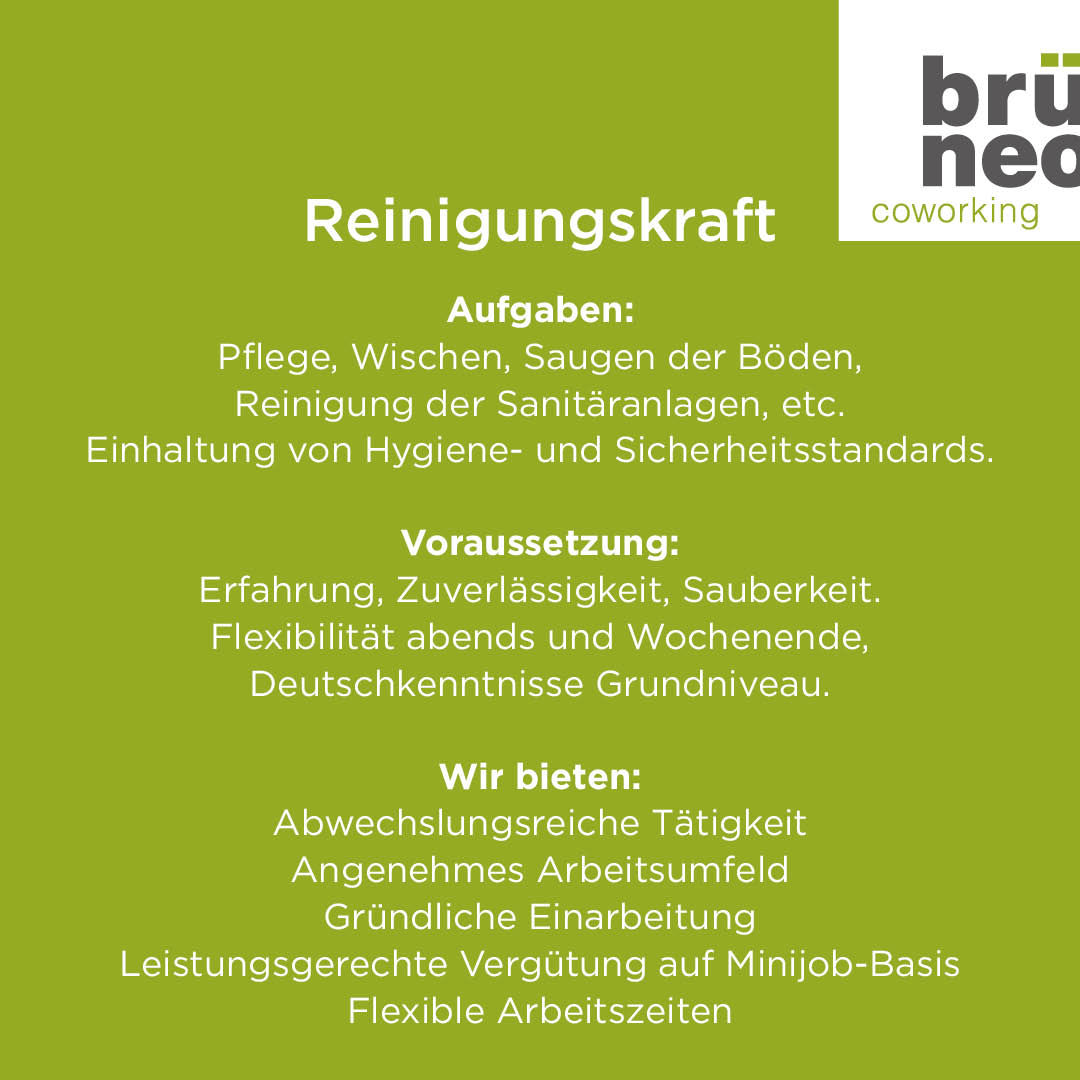 brueneo's tweet photo. #SERVICEKRAFT #REINIGUNGSKRAFT m/w/d
#Minijob im #BRÜNEO #Brühl

JETZT! Ruf einfach an:
02232 7013-0

BRÜNEO - Coworking &amp; Events GmbH
Marie-Curie-Str. 3
50321 Brühl

#meineventspace
#meincoworkingspace https://t.co/Y6DpBmbaOq