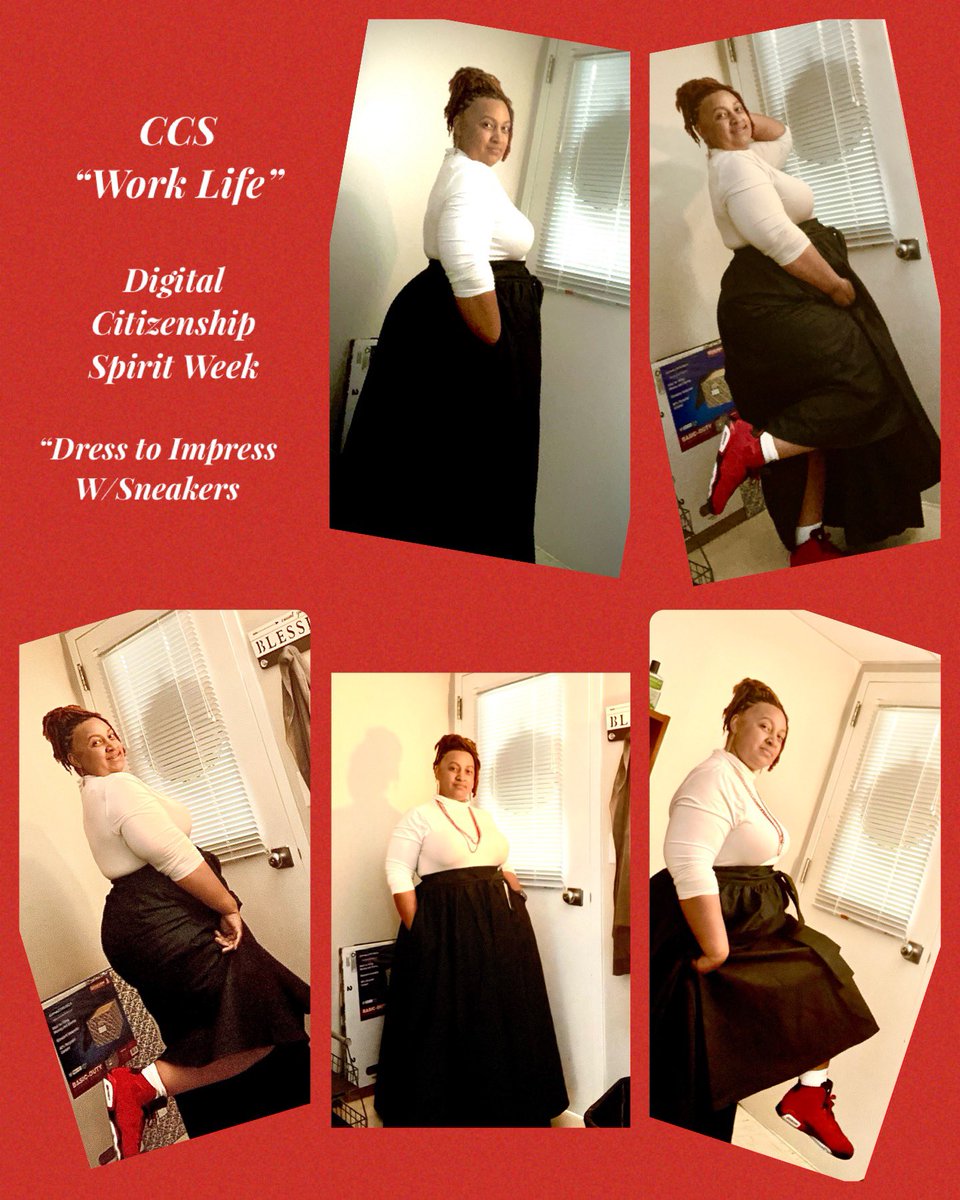 Queen22Young's tweet image. CCS Central Services Digital Citizenship Spirit Week!! Day 1 (Monday) Dress to Impress with/Sneakers 
#CCSArtsEd #CumberlandCoSch #BalanceYourTechUse