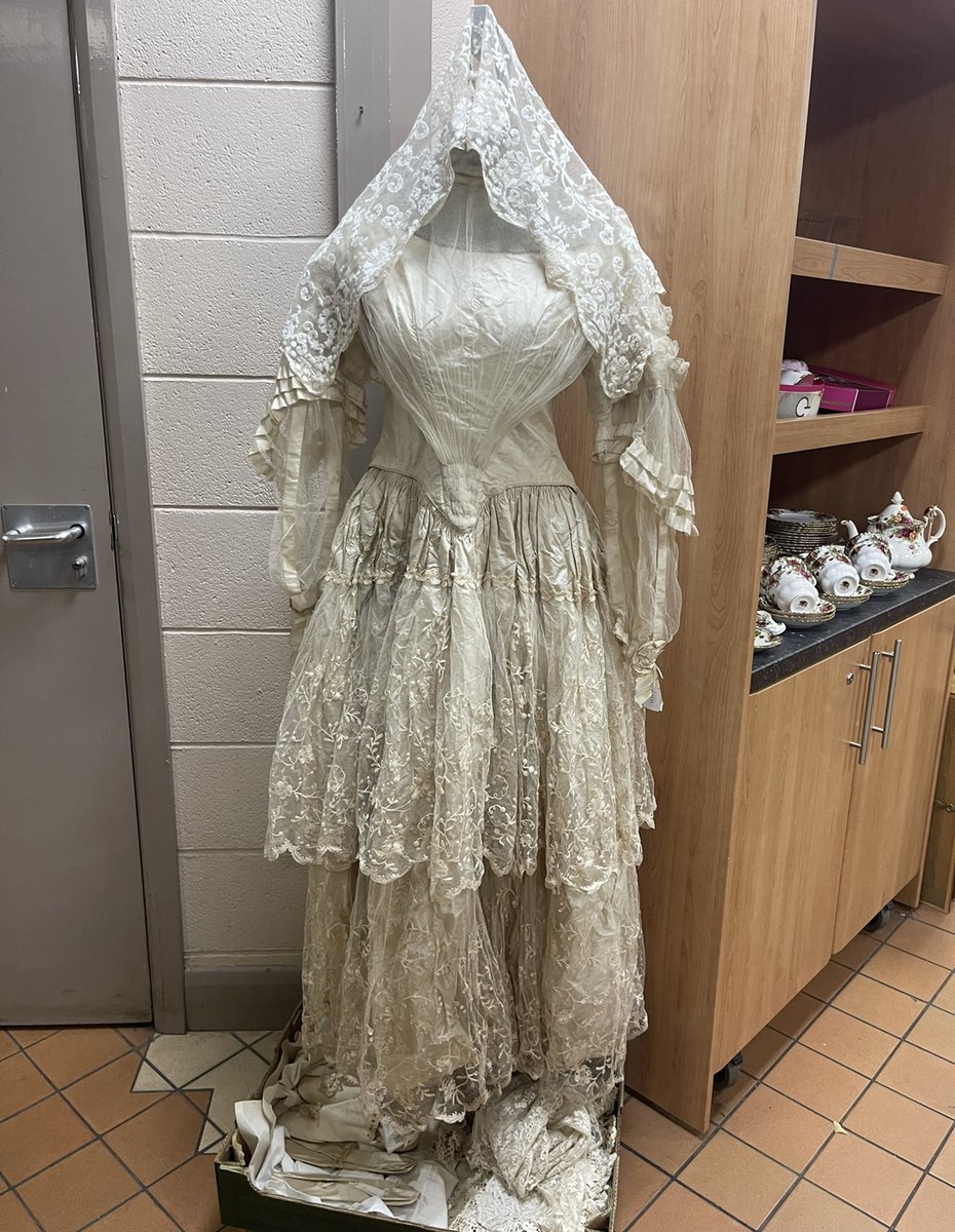 EXCITING NEWS 🎉

Just consigned at our Lichfield Auction Centre is this lovely historic wedding dress that is a family heirloom from 1897. The laced Victorian dress comes with a veil and shoes and will be live on our website in the upcoming weeks.