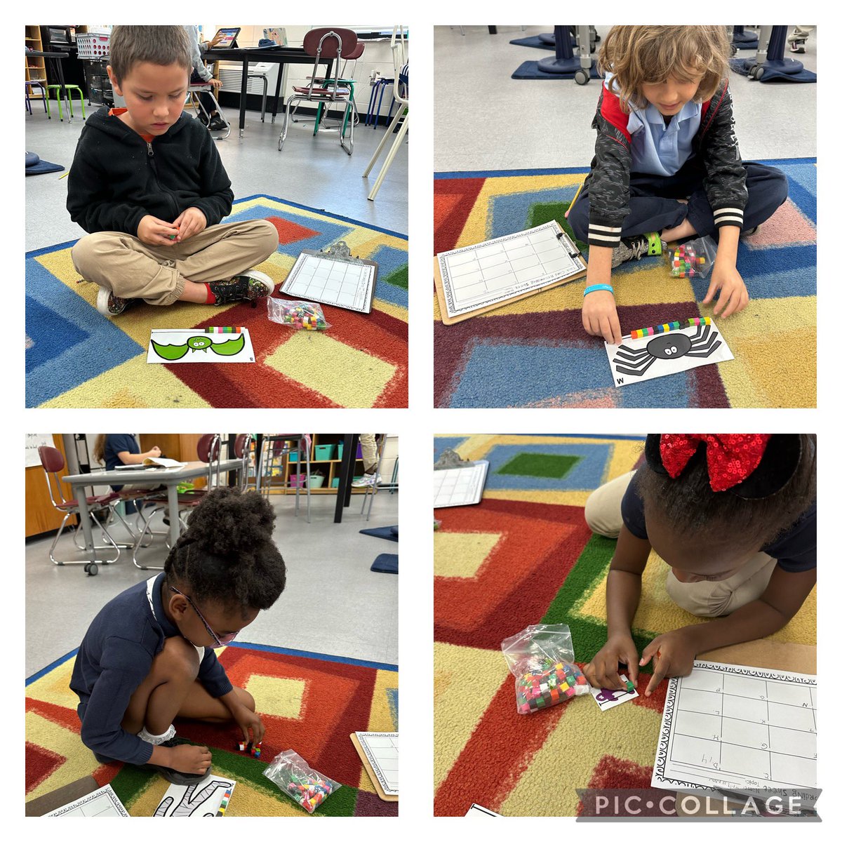 Unit 3 is in full swing in math groups. Students are measuring spooky creatures using ones units to help make the correlation to centimeters in a future lesson. #creekSTANDARD @Tigers_TCE @kellyedgington5 @GilmoreKenyatta