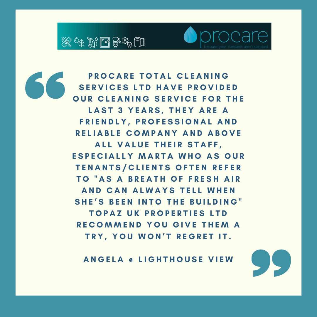 #TestimonialTuesday  
💧Get in touch for a complimentary cleaning review 
💧Ask for Nicola on 0191 410 4040