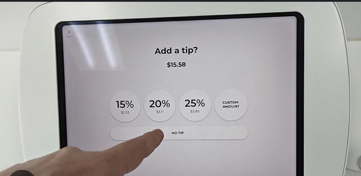 Crossing guard just stopped traffic so I could cross the street. Then he turned an iPad towards me asking if I want to tip…