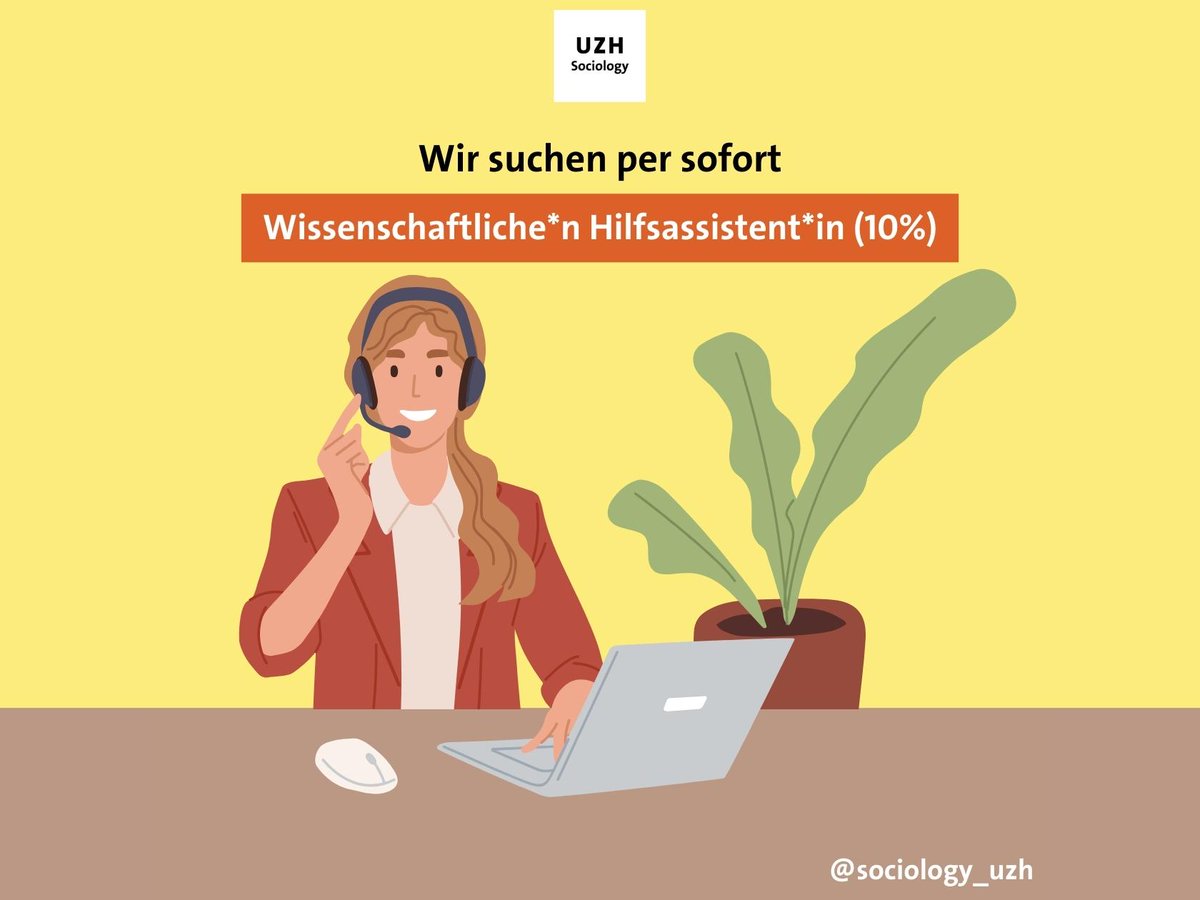 Soziologisches Institut SUZ - Universität Zürich (@sociology_uzh) on Twitter photo ⚡️ Job alert: HiWi (10%) dringend gesucht!
Dr. <a href="/benitacombet/">Benita Combet || @benitacombet@bsky.social</a> sucht per sofort für ca. 6 Wochen eine*n Hilfs-Wissenschaftler*in, der*die telefonische Anfragen bei Schulen für ihre Umfrage (Forschungsgebiet Bildungsungleichheit) macht.
👉🏻👉🏻👉🏻 t.uzh.ch/1yd ⚡️ Job alert: HiWi (10%) dringend gesucht!
Dr. <a href="/benitacombet/">Benita Combet || @benitacombet@bsky.social</a> sucht per sofort für ca. 6 Wochen eine*n Hilfs-Wissenschaftler*in, der*die telefonische Anfragen bei Schulen für ihre Umfrage (Forschungsgebiet Bildungsungleichheit) macht.
👉🏻👉🏻👉🏻 t.uzh.ch/1yd