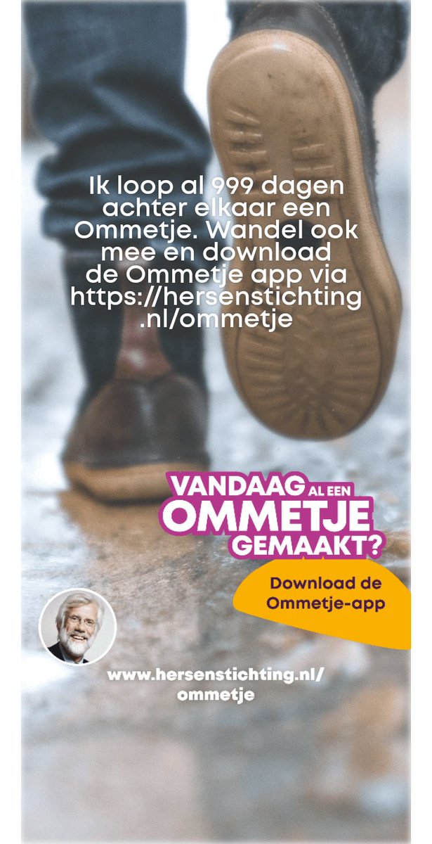 getjanjerry's tweet photo. Heel #positief  deel ik een #mooicijfer  : 999 dagen achter elkaar een Ommetje lopen ...dat is mooi en prachtig. Wat is de volgende stap?  Heb #jij de app al ? Doe ook mee en download de Ommetje app via https://t.co/5k7HVoxbv3 https://t.co/DgyheVBoZi