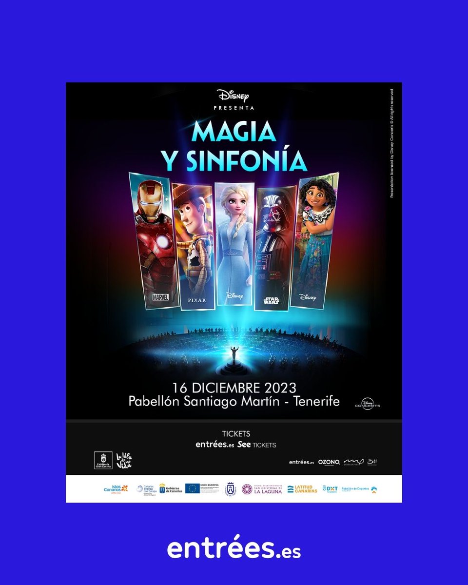 DISNEY "MAGIA Y SINFONÍA" 💫 Un viaje musical a través de los contenidos más icónicos de Disney. Marvel y Star Wars en una sinfonía inolvidable.

Gran Canaria 📅 Viernes, 15/12 - 18:45
🎟️ entrees.es/evento/disney-…

Tenerife 📅 Sábado, 16/12 - 18:45
🎟️ entrees.es/evento/disney-…