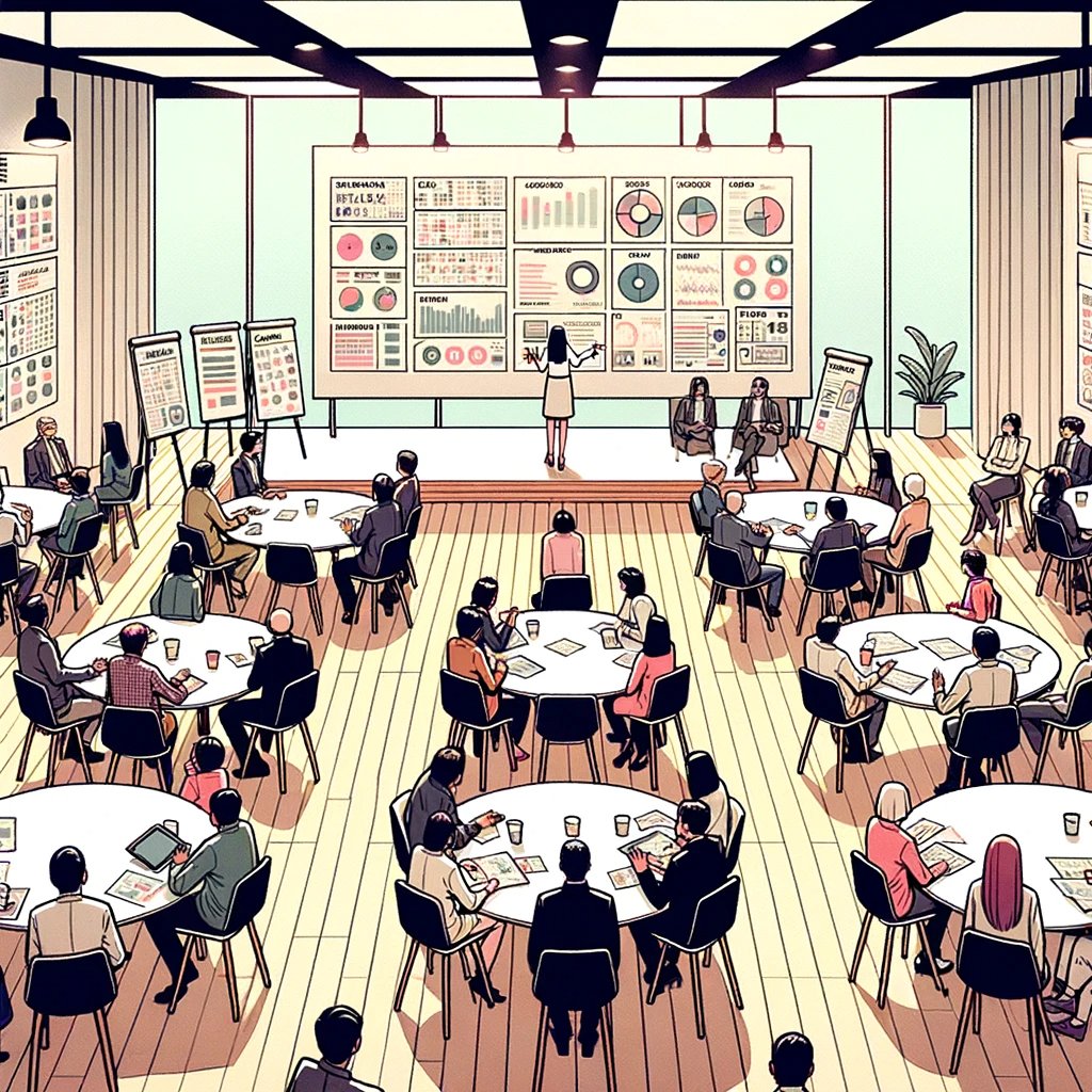 If we could choose an ideal room layout for a citizens' assembly, it would look a lot like this. In the #CLIMAS Horizon project, we are exploring how AI images can be used to better communicate some concepts. Illustration prompted by Deliberativa.