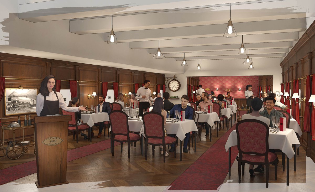 LNER's tweet photo. We're proud to announce our LNER 1923 Restaurant at The Grand in York on 6th and 7th November.
Enjoy a special menu with courses reflecting the past, present, and future as part of our #LNER100 celebrations.
There is limited availability, so book now at: https://t.co/oWhZfk4W8l https://t.co/Xj8YhWvPH3