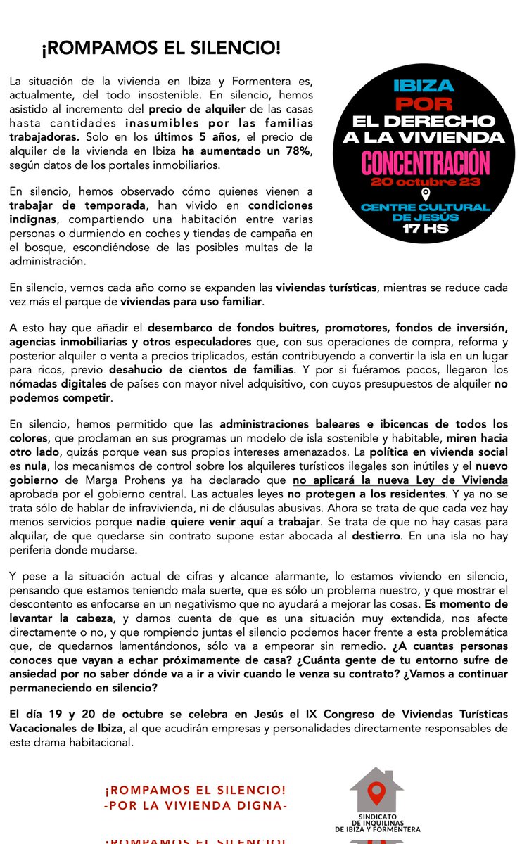 Sindicato de Inquilinas de Ibiza y Formentera tweet media