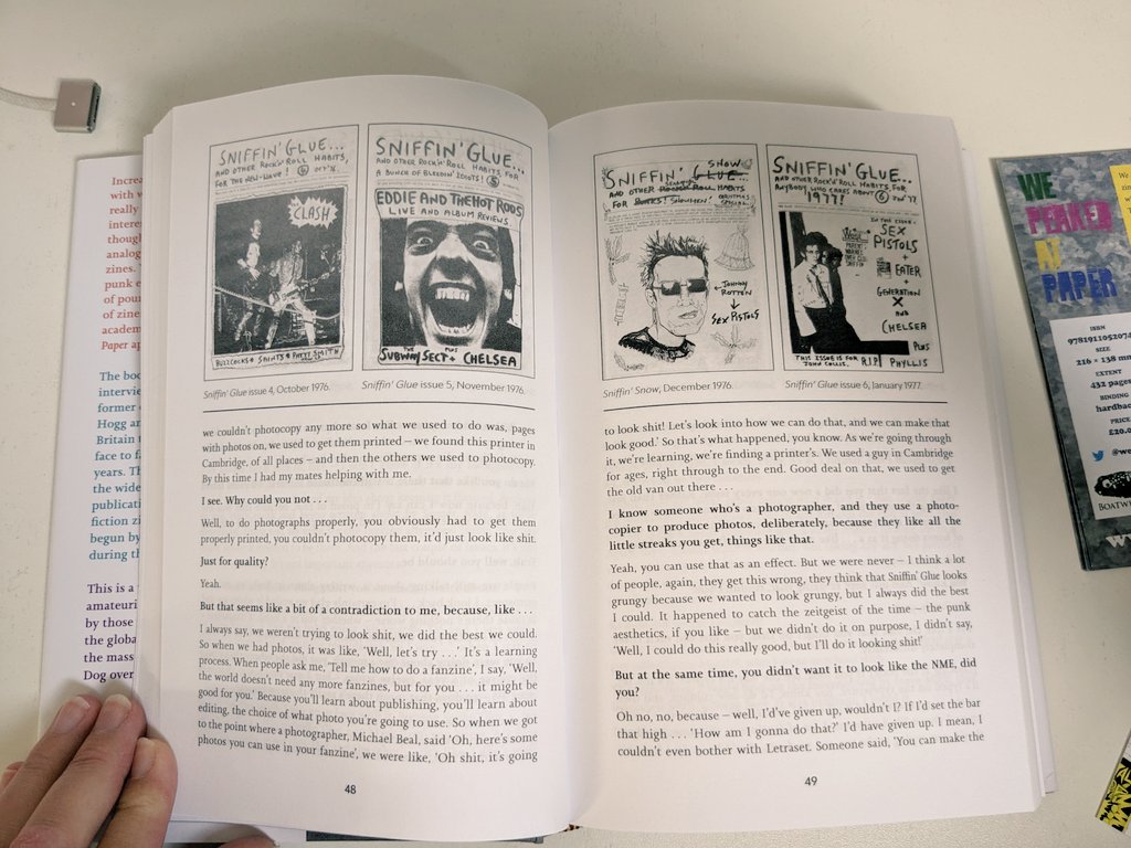 Bristol_Jane's tweet photo. Excellent #bookpost here - a copy of @WePeaked, an oral history of fanzines. Anything that includes @rhodri is always worth reading. I look forward to getting stuck in and continuing the fanzine theme that @chickfactor set me off on yesterday. https://t.co/7WZweDo9Iy