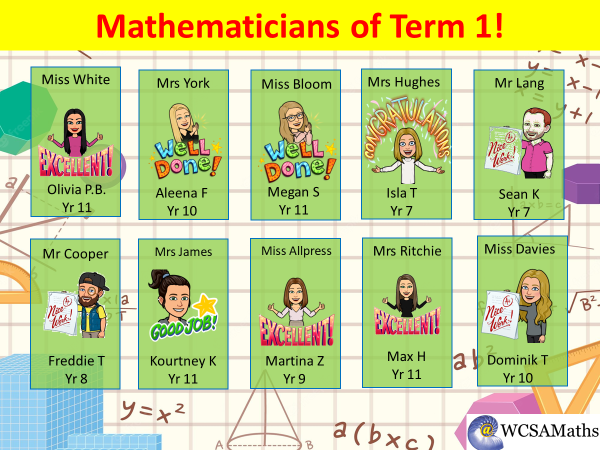 WCSA Mathematicians of Term 1! Brilliant display of learning both inside and out of the classroom. 👏📚🧮