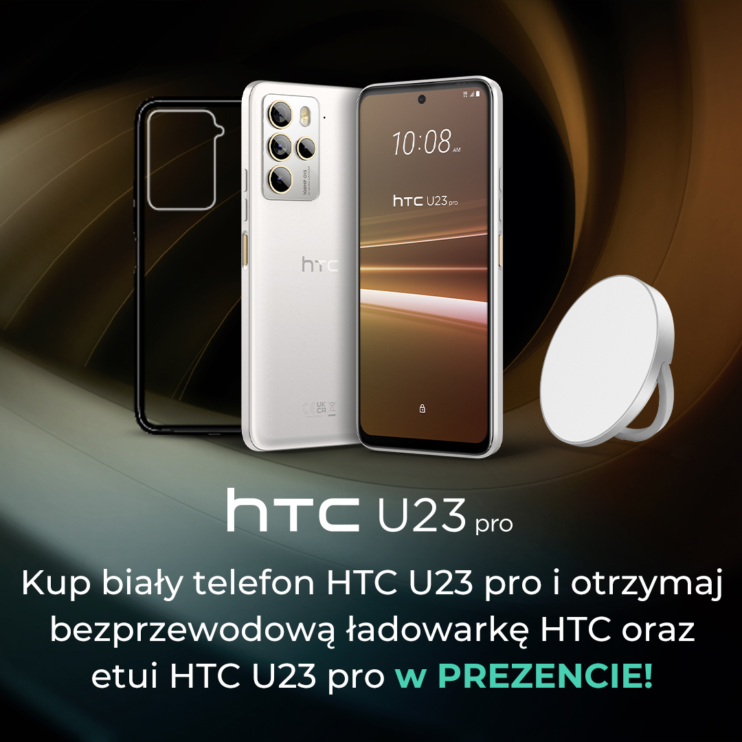 HTCPolska's tweet photo. 📣 Promocja HTC U23 pro! Kup teraz i otrzymaj DARMOWĄ ładowarkę bezprzewodową i stylowe etui! To okazja, której nie możesz przegapić! 🎁 https://t.co/iwyEo8B2qp #HTCU23pro #Promocja #Smartfon https://t.co/Qr4CHhT98N