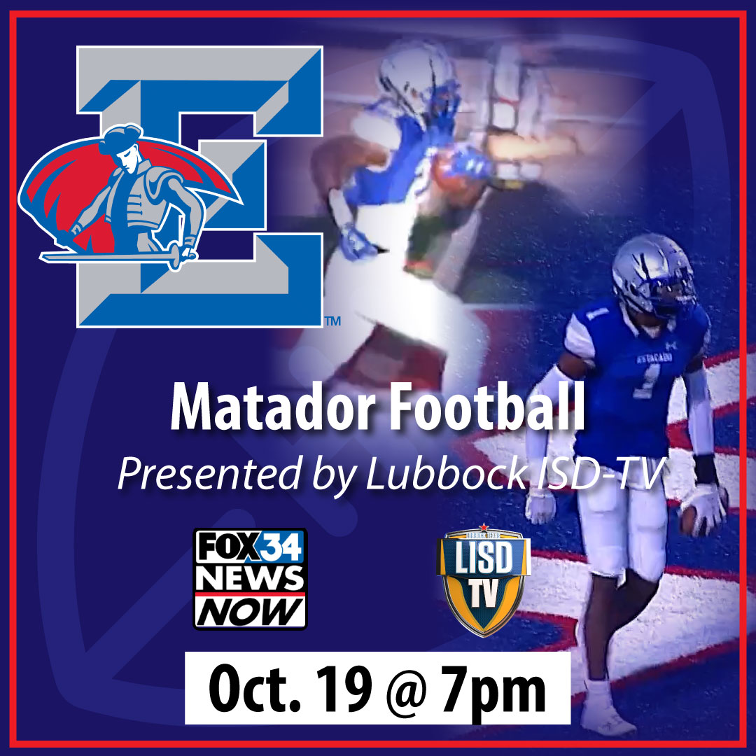 We're back with <a href="/Estacado_Sports/">Estacado HS Athletics</a> taking on <a href="/bwdathletics/">Brownwood Athletics</a> this THURSDAY, Oct. 19 at 7:00 p.m. on <a href="/fox34/">FOX34</a> NewsNow! #WeAreLubbockISD

How to watch LIVE:
• antenna channel 32.1/34.2
• Optimum 9
• UVerse 1032
• Dish 32

Replay Lubbock ISD-TV 
On Demand LubbockISDTV.com