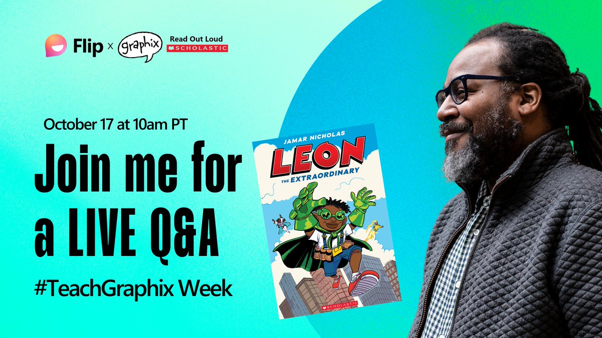 ScholasticEdu's tweet photo. Read Out Loud with @GraphixBooks creators TODAY at 1:00 PM ET in celebration of #TeachGraphix week! Join here: https://t.co/jCqZTlMEWg
🦸🏽@JamarNichols
☀️@StudioJJK
💭@mariascrivan
🔎Jennifer L. Holm https://t.co/l7rLnXRbad