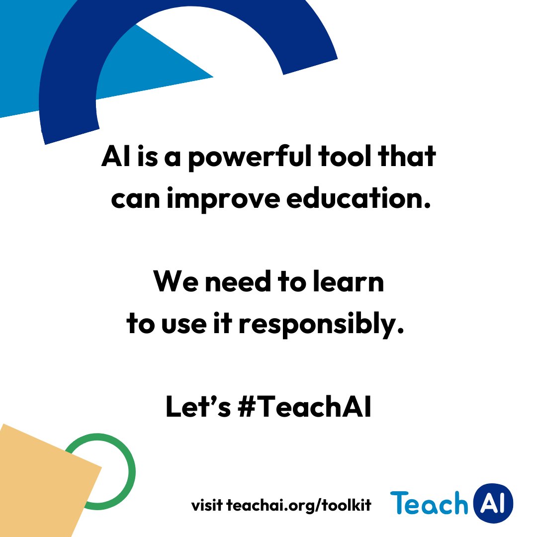 📣 Just released: AI Guidance For Schools Toolkit from TeachAI. This practical resource helps policymakers, school leaders, and staff to #TeachAI - teachai.org/toolkit @code.org @DigitalPromise, @EuropeanEdTEch @edpolicyinca @keithkrueger #TeachAI #education #computerscience