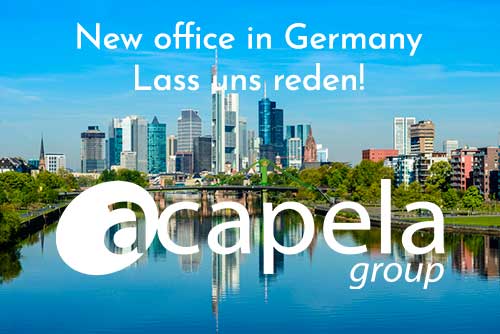 LASS UNS REDEN! @AcapelaGroup opens a new entity in Germany, based in Frankfurt, under the name TD Acapela Group Germany GmbH, providing advanced local expertise & support to German speaking countries for their #voicebranding. #Yourvoicematters #voiceAI acapela-group.com/news/new-acape…