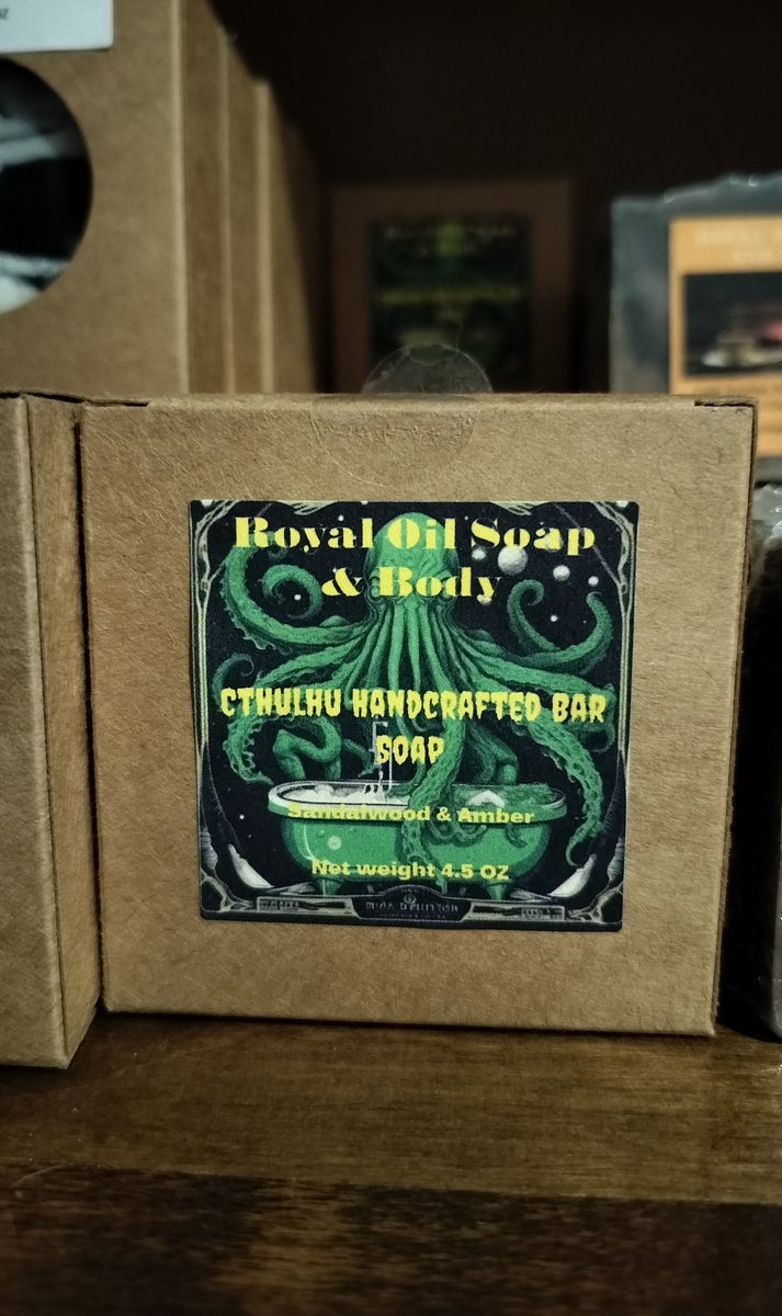 TomRoyaloilsoap's tweet image. New Cthulhu handcrafted bar soap from Royal Oil Soap and Body.
This is a great skin loving bar with scents of sandalwood and amber.
#soap #handcrafted #smallbatchsoap #smallsoapbiz #texassoaps #texassoapmaker #royaloilsoap #handcraftedsoap
