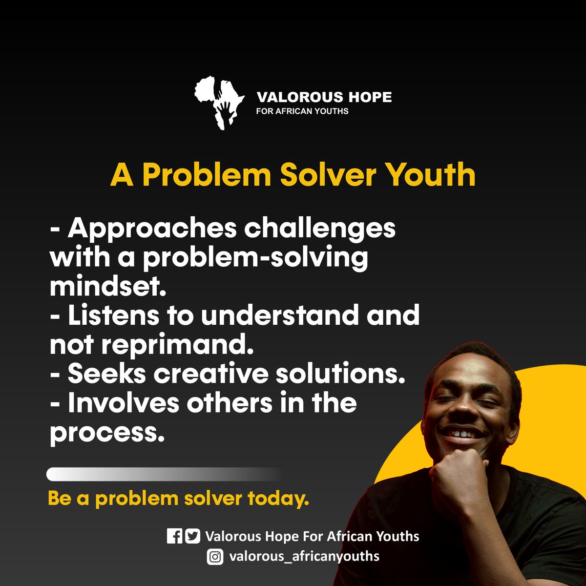 Are you a problem solver youth? 

#trending #africa #nigeria #africanyouth #valoroushopeforafricanyouth #viral #ecowas #un #ngos #newafrica #ngo #africaisthefuture