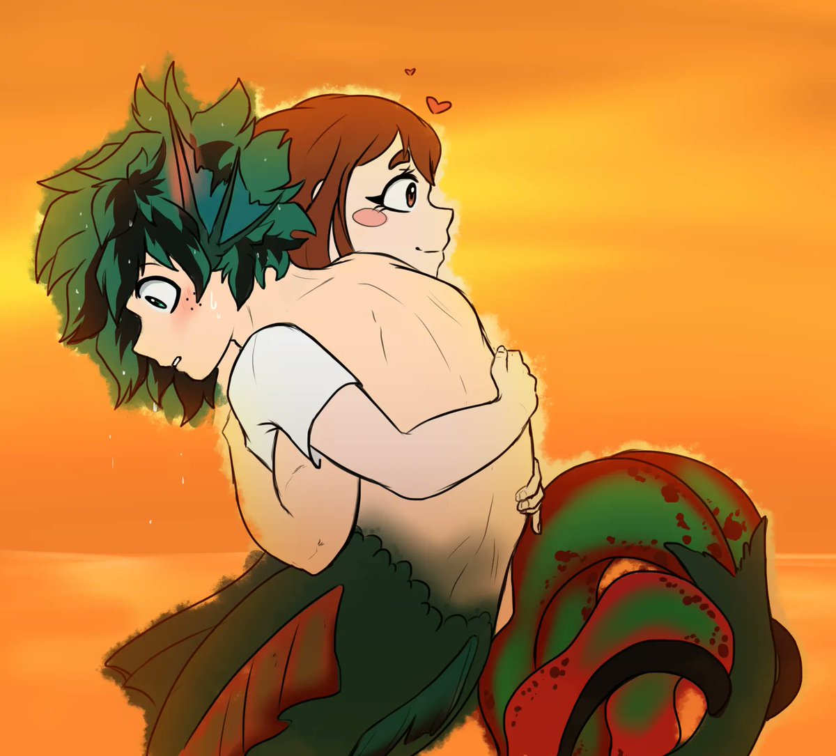I did post this drawing here??? I don't remember it but if I did... well, here I am again!!

I really loved this one but I also want to redraw them soon or later... 

#Izuocha #dekucha #mha #izuku #ochako #mermaid