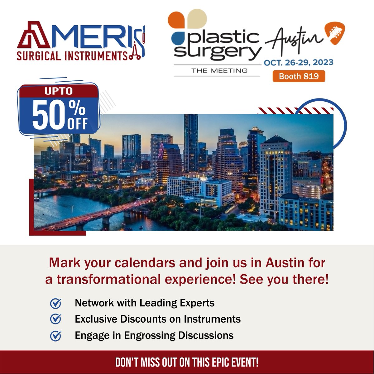 📣We're thrilled to announce our participation in the ultimate Plastic Surgery: The Meeting in Austin, TX! #PSTM23 
Join us, connect with our specialists, and unlock exclusive product discounts. 
See you there! #ASPS #PlasticSurgery