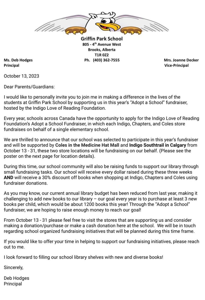 If you’re in Medicine Hat or Calgary.. this is a wonderful opportunity to help expand our schools library here in brooks 🤍