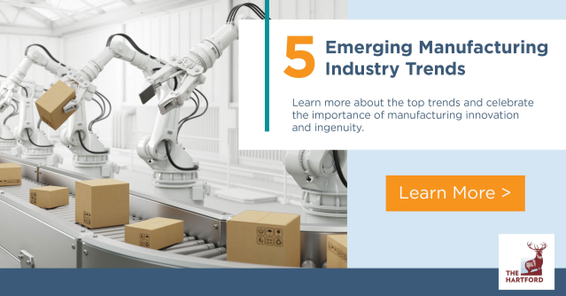 There are a myriad of challenges that manufacturers currently face. Since October is Manufacturing Month, The Hartford’s Brian Kramer outlines five emerging trends for business leaders to watch: ms.spr.ly/60089ogxw #IWork4TheHartford bit.ly/3QjSobT