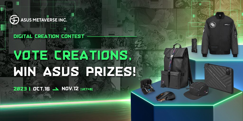 ASUS (@asus) on Twitter photo Ready to win cool #ASUS prizes? 🎁
✏️Vote for your favorite art in the <a href="/AsusMetaverse/">ASUS Metaverse</a> Digital Creation Contest!
🍀10 votes = 10 chances to win big in our draw.
Act fast and be part of the excitement! 🚀 Learn more: asus.click/NFT-Vote Ready to win cool #ASUS prizes? 🎁
✏️Vote for your favorite art in the <a href="/AsusMetaverse/">ASUS Metaverse</a> Digital Creation Contest!
🍀10 votes = 10 chances to win big in our draw.
Act fast and be part of the excitement! 🚀 Learn more: asus.click/NFT-Vote