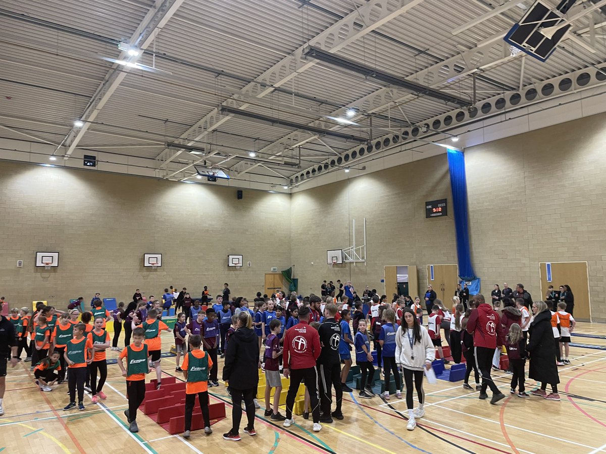 TWSSP's tweet photo. Our annual @SportshallUK week @telfordcollege has started today with 20 primary schools competing in the Year 5/6 @YourSchoolGames competition. 360 participants and 30 @TelfColl_Sport leaders running the event. https://t.co/egLFy8IEvd