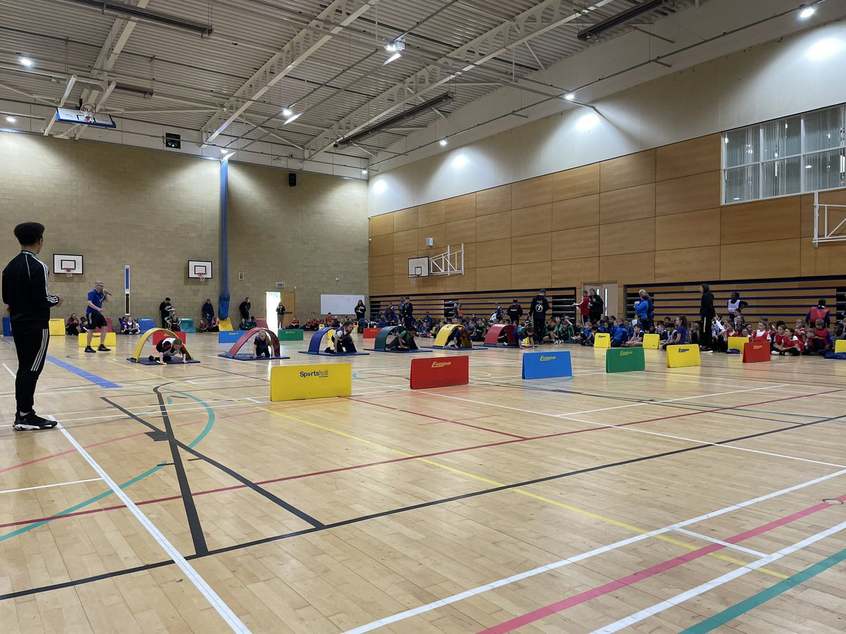 Our annual <a href="/SportshallUK/">Sportshall Athletics</a> week <a href="/telfordcollege/">Telford College</a> has started today with 20 primary schools competing in the Year 5/6 <a href="/YourSchoolGames/">School Games</a> competition. 360 participants and 30 <a href="/TelfColl_Sport/">Telford College Sport</a> leaders running the event.