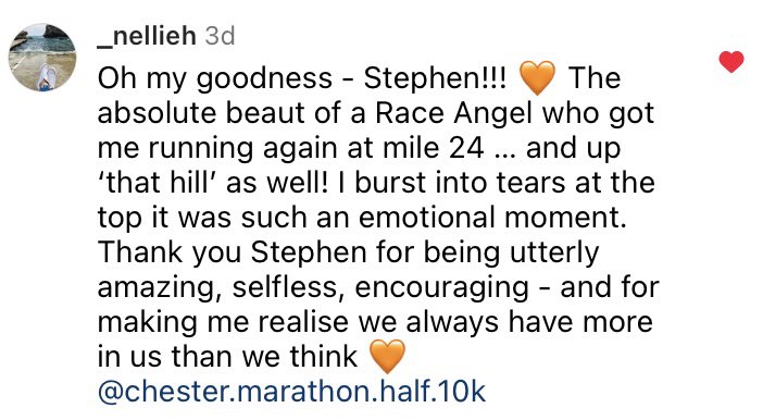 What a wonderful post about Stephen, one of our lovely Race Angels … 

🧡