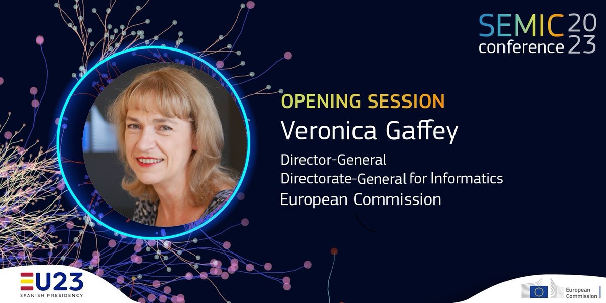 Our Director-General <a href="/gaffey_veronica/">Veronica Gaffey</a>  will open the #SEMIC2023🎇conference on #interoperability in the age of #AI!

Eager to know how the AI can improve #PublicServices in the 🇪🇺 and what we're doing to make it happen?

Join us live tomorrow at 9 AM 👉 semic2023.eu