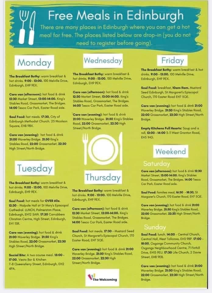 Broughton_PS's tweet photo. See below for places offering free meals in Edinburgh. 😊 https://t.co/obkcCeytVX