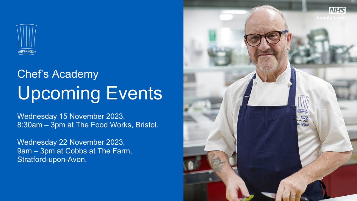 Do you work or manage an #NHS catering team and want to take part in a free, award-winning training day full of live demonstrations, hands-on cooking, networking and more? Read about our Chefs Academy events in November ⬇️ supplychain.nhs.uk/event/chefs-ac… #NHSChefsAcademy