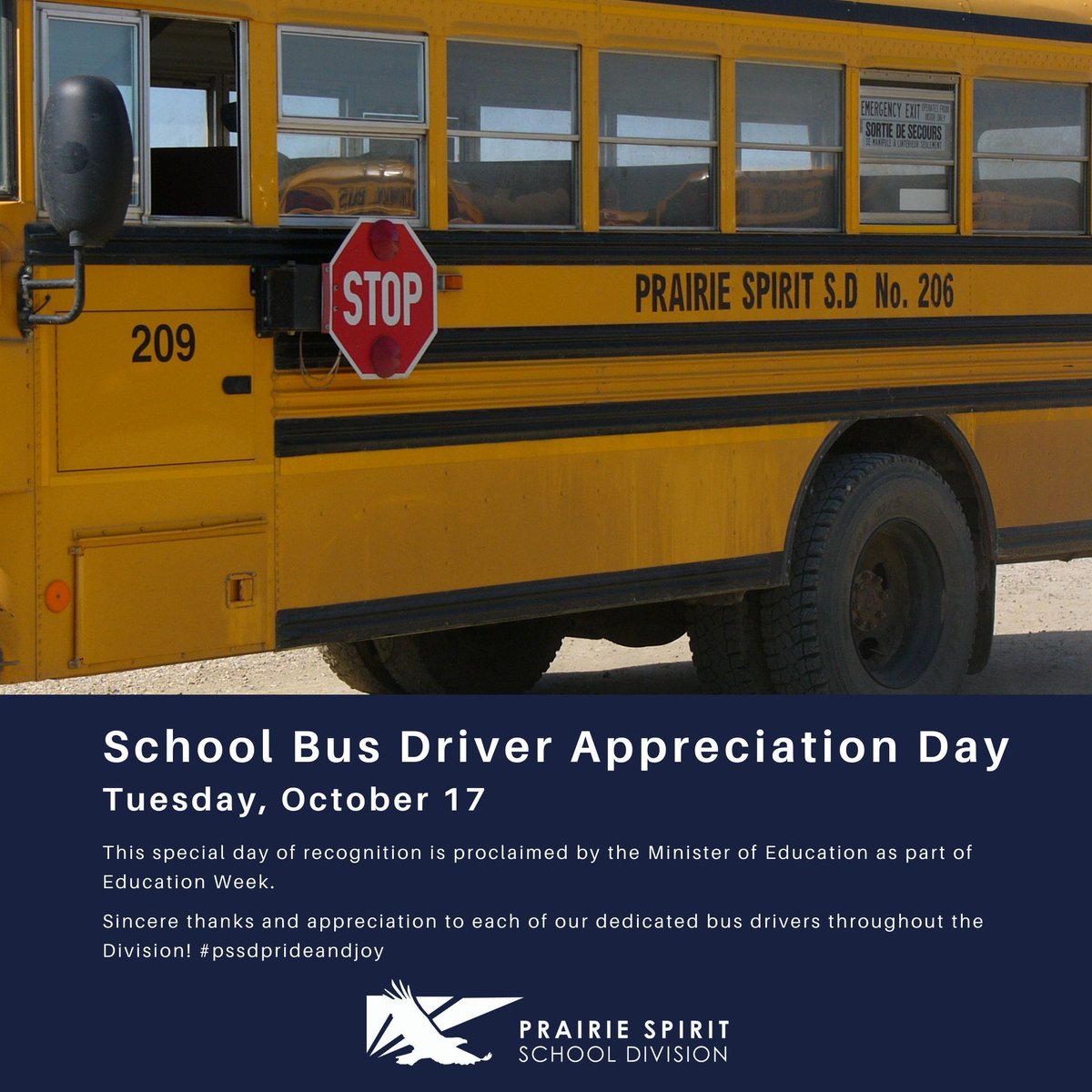 Every school day, Prairie Spirit bus drivers safely transport almost 6,000 students to school and back home again - 145 route buses travelling over 20,000 kilometres every day! 

Thank you to our bus drivers for all you do to support student learning every day.  #EDWeekSK